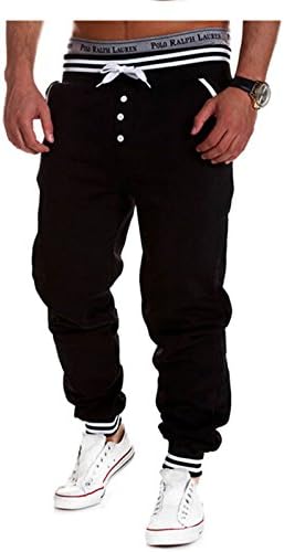Eyer New Men's Casual Baggy Hiphop Dance Jogger Sport Sweat Pants Trousers ( Tag M ,Black01)