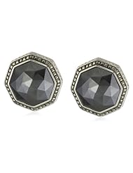 Judith Jack "Magnifique" Sterling Silver, Marcasite and Hematite Octagon Earrings