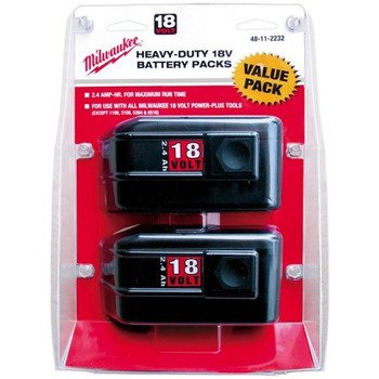 Milwaukee 48-11-2232 Value Pack 18-Volt 2.4 Amp Hour NiCad Slide Style Battery, 2 Pack Milwaukee 48-11-2232 Value Pack 18-Volt 2.4 Amp Hour NiCad Slide Style Battery, 2 Pack