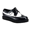 1 Inch MENS SIZING Creeper Shoes Wing Tip Spectator Oxfords Black White Leather Rockabilly