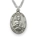 Sterling Silver 7/8" Oval Engraved St. Peter, Patron of Butchers, Bridge Builders Medal on 24" Chain