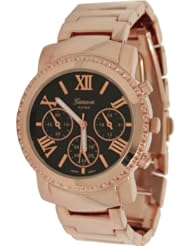 GENEVA PLATINUM Wrap Around Arm Candy Crystal Chain Link Gold Tone Watch [2334], ROSEGLDBLK