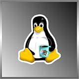 Image of Cheap Buy 2012 Ubuntu Linux Penguin Logo With Windows Cofee MUG Vinyl Decal Bumper Sticker 4" X 5" Title Postfix 2012, STICKER FRENZY