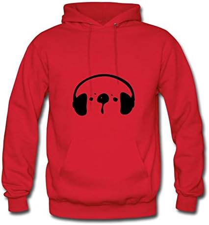Red Elegent Polar Bear With Headphones Women Funny Hoody Medium