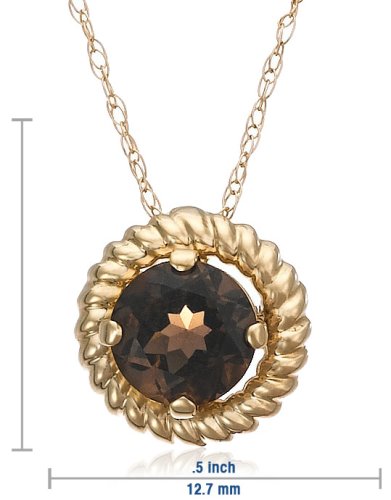 Where to buy 14k Yellow Gold 6mm Round Rope Design Smoky Quartz Pendant