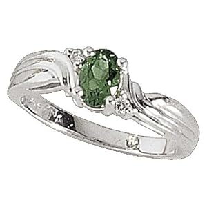 14Kt White Gold Modern Tiara Emerald and Diamond Ring