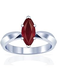 18K White Gold Marquise Cut Ruby Solitaire Ring