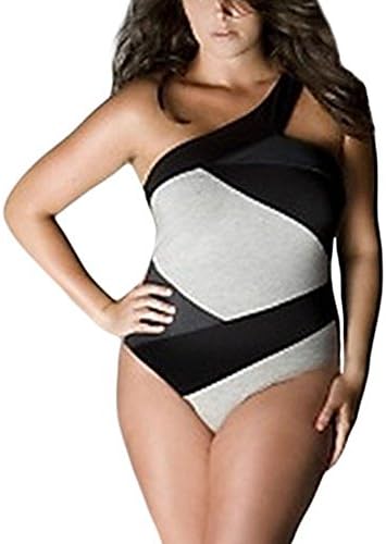 Rekais Plus Size Strapped One Piece Swimwear 2xl-5xl Size (4xl, Black White)