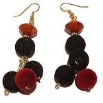 Coral Earrings 07 Dangle Red Black Beaded Gemstone Crystal Healing 3