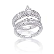 14K White Gold 1 3/8 ct. Diamond Bridal Engagement Set with Marquise Cut Center Diamond
