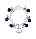 Sterling Silver Oval Bracelet with Lapiz Lazuli Stone and Sterling Silver Anchor From the Nautica Collection By Mauricio Serrano Jewelry
