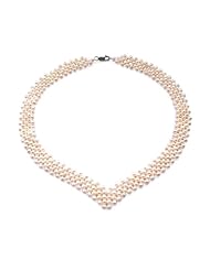 Blue Pearls - Cultured Pearl 5 strand Necklace with silver clasp - White BPS 1003 O
