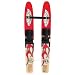 The O'Brien Scout Trainer is designed to help youngsters learn to ski, these eco-friendly bamboo training skis include a bar attachment that helps stabilize skis when kids are first learning and the attachment is easily removed when no longer needed. Includes a tow rope with handles at both ends, one end for the skier to hang onto that is attached to the skis and the other for the person in the boat that also attaches to the skis. This added safety feature allows the person in the boat to simply let go of the rope when a skier is down to prevent them from hanging on and dragging behind the boat. . Has Trainer?: Yes, Material: Wood, Slalom Boot?: No, Rope Included?: Yes, Skill Range: Beginner - Intermediate, Model Year: 2012, Product ID: 160006