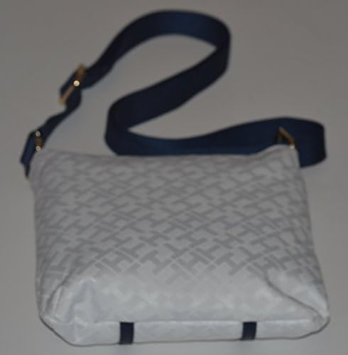 Tommy Hilfiger Women's White Blue Monogram Crossbody Leather Canvas