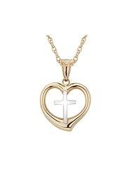 Love my Faith Cross Pendant Necklace in 10K Yellow and White Gold with Chain