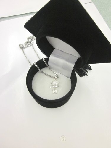 Sterling Silver Graduation Cap and Diploma 2015 Pendant Graduation Hat Box