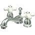 Kingston Brass KS3951PX Restoration Mini Widespread Lavatory Faucet with Porcelain Cross Handle, Polished Chrome