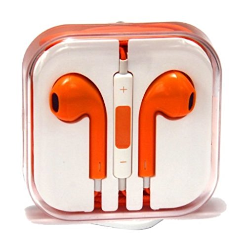 xGen Eerpuds high quality sound earphones with remote and mic control for iPhone 5,5s,5c iPads, iPods nano competible type 5 (Orange)
