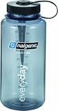 NALGENE Tritan 1-Quart Wide Mouth BPA-Free Water Bottle,Gray with Blue Lid