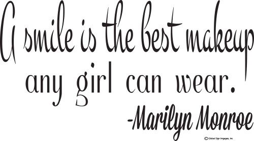 Marilyn Monroe Wall Decals-A Smile Is the Best Makeup Any Girl Can Wear Decal- Marilyn Monroe Wall Quotes