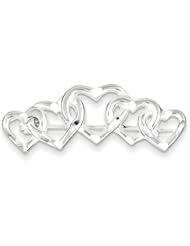 Sterling Silver Satin Finish Diamond Cut Five Heart Pin