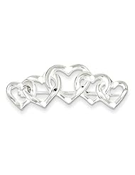 Sterling Silver Satin Finish Diamond Cut Five Heart Pin