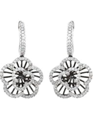 1/2 ct tw Diamond Flower Earrings with Black Rhodium Plating