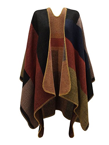 Envy Boutique Women's Checked Knitted Tartan Cape Stylished Poncho