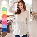 マタニティ&授乳ウェアソフトな肌触り お肌に優しいコットン100%シンプル授乳ロンT SOT5115-SOT0000 FREE(フリー) GREEN(グリーン)