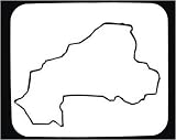 Decorated Mouse Pad with geographical, map, "black and white", "Burkina Faso", outline, geography, region, place, land