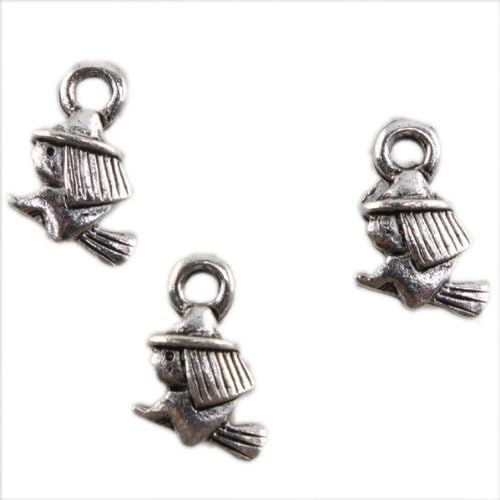 100pcs Vintage Silver Tone Cute Witch Charms Alloy Charms Fit DIY