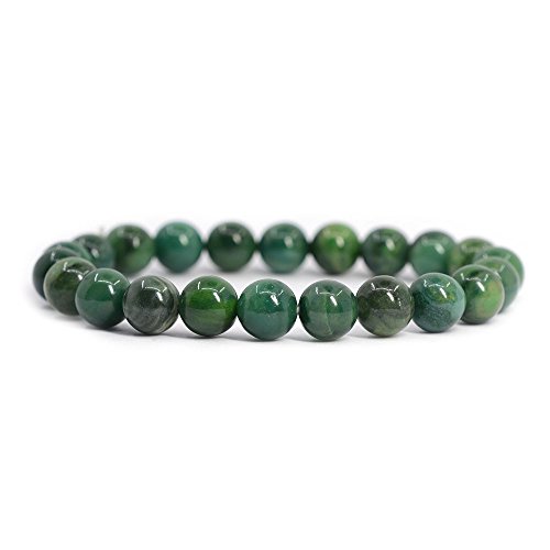 Natural African Jade Gemstone 8mm Round Beads Stretch Bracelet 7