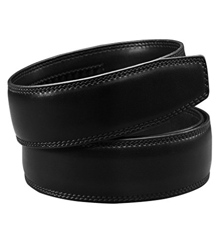 EazyBelt Black Leather with Automatic Ratchet System - BUCKLE NOT INCLUDED
