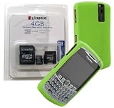 Combo of Green Silicone Skin Cover Case and Kingston 4GB microSDHC Class 4 Memory Card with miniSD, SD Adapter for Blackberry Curve 8300 8310 8320 8330