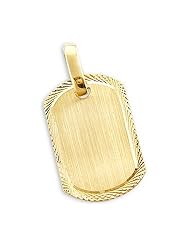 14k Yellow Gold Name Plate Dog Tag Collar Charm Pendnat