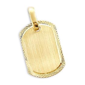 14k Yellow Gold Name Plate Dog Tag Collar Charm Pendnat