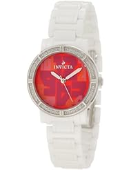 Invicta Womens 10275 Ceramic Diamond Accented Red Dial White Watch