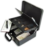Helix Petty Cash Box with Organiser Coin Tray 8-Part and Note