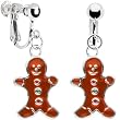 Stainless Steel Gingerbread Man Clip Earrings