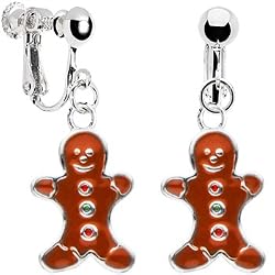 Stainless Steel Gingerbread Man Clip Earrings