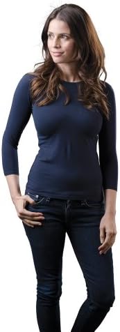 TEN70TWO Womens New Luxurious Pima Cotton 3/4 Sleeve T-Shirt (M, Navy)