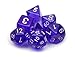7 Die Polyhedral Dice Set - Translucent Purple with Velvet Pouch By Wiz Dice