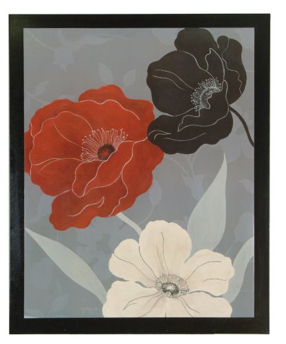 Graphics International Floral Collage 3 Dimensional Wall Art, Red, Black , White