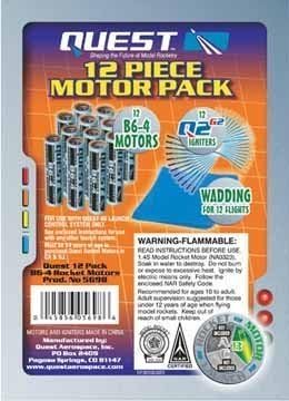 B6-4 Motor Pack (12 Motors, 12 Igniters & Wadding)