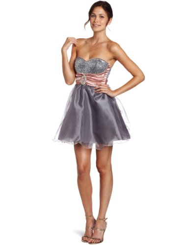 XOXO Juniors Strapless Party Dress, Silver, 3