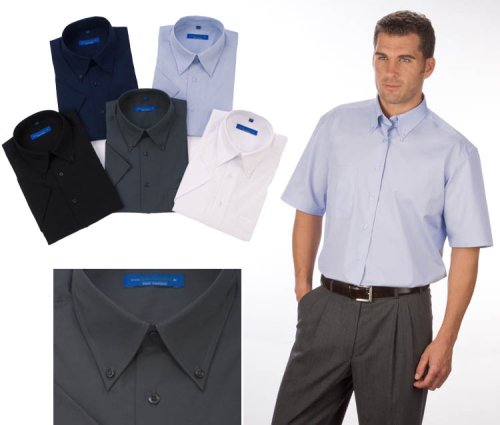 Kurzarm Uni Hemd Button Down Größe M dunkelblau (viele weitere Farben und Größen im Artikel auswählbar)
