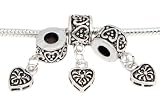 Massives Schmuck Bead Charm Modul ohne Gewinde Silber plattiert mit Herz Anhänger beads Massives Schmuck Bead Charm Modul ohne Gewinde Silber plattiert mit Herz Anhänger
