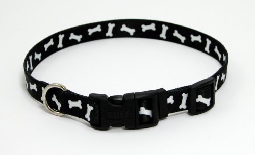 Pet Attire Styles Black Bones Print Adjustable Collar Size from 10 to 14 Inches with a Width of 5 8 in.
