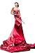 Beautiful Girl in a Long Red Dress Holds an Exotic Flower - 48