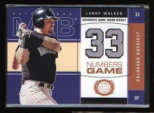 Larry Walker 2003 Fleer Patchworks Authentic Game Worn Jersey Numbers Game Card #LW-NG Colorado Rockies